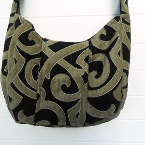 Gothic Bohemian Bag Purse Black and Taupe Cut Velvet image 3