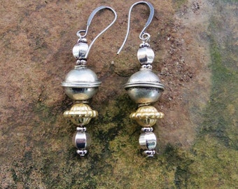 Tribal Earrings with Tribal and Silver Beads