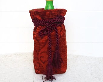 Wine Bag Gift Bag Red Chenille