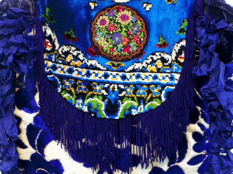 Backpack Rucksack Vintage Cut Velvet Bag Purse Handbag Etsy