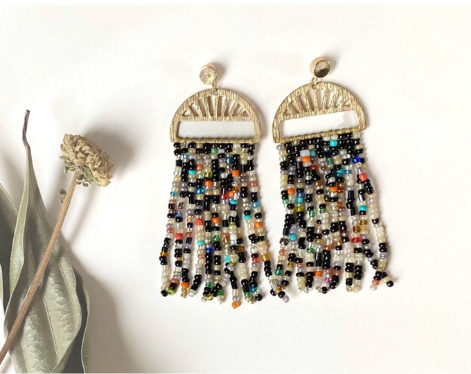 Featured listing image: Fringe Earrings with Glass Beads