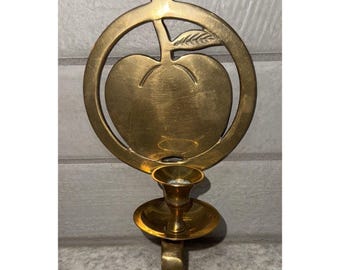 Aplique de pared vintage de latón para velas cónicas con forma de manzana de 6 pulgadas.