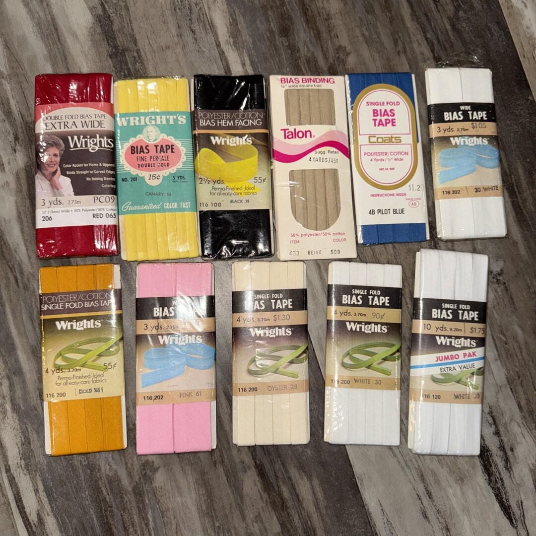 Vintage Lot of 11 Bias Tape Assortment Various Colors Sizes Wright's