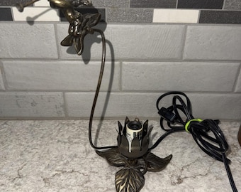 Vintage Brass Angel Cherub Blowing Horn Sculpture Accent Ambient Light Lamp Work