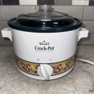 Rival Crock Pot 3122 Långkokare 2 liter Vintage Pepper Design Works Vit Grön