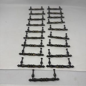 Set Of 19 Vintage MCM Brass Drawer Pulls Handles 4.75 In Long 3.5 In Screw Holes
