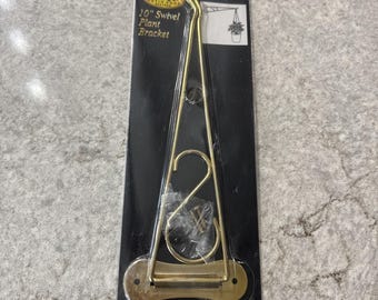 Vintage Swivel Brass Plated Plant Bracket Hanger New NOS 10 Inch Garden Flowers