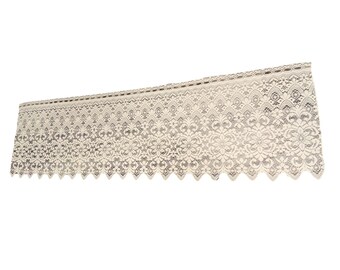 Vintage kanten geschulpt volantgordijn crème landhuisje Victoriaans 65 x 18 inch