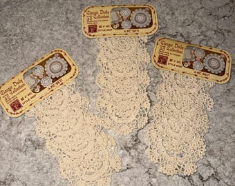 Set Of 12 Vintage Crochet Doily Doilies 4 Inch round Beige Cotton Petite NOS
