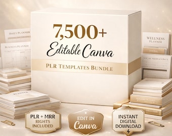 Modelos PLR MRR do Canva – 7500 páginas editáveis para revenda