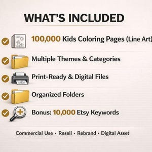 100,000 Kids Coloring Pages Bundle, Line Art Designs, PLR MRR Rights (Digital Download) image 2