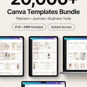 Pacote com mais de 20.000 modelos do Canva | Planejadores, Diários, Ferramentas de Negócios (PLR MRR) imagem 1
