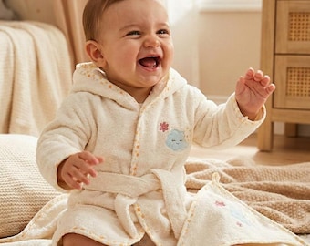 100% Cotton Hooded Towel Set, Cloud Flower Bath Essentials, Unisex Kids Gift Box