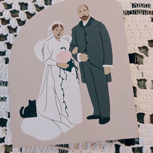 Figura de madera de pareja de novios de estilo folclórico vintage / Decoración rústica de novios / Recuerdo de boda rústico