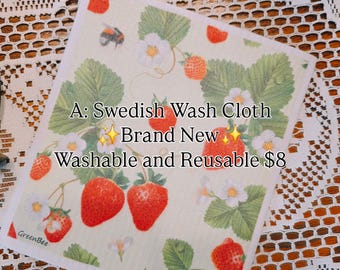 Schwedisches Geschirrtuch Erdbeere | Wiederverwendbare umweltfreundliche Küchenreiniger