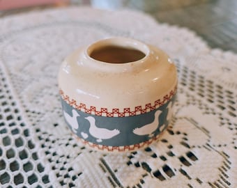 Vintage Ceramic Duck Hair Receiver | Farmhouse Vanity Decor, Cottage Core Keepsake Jar