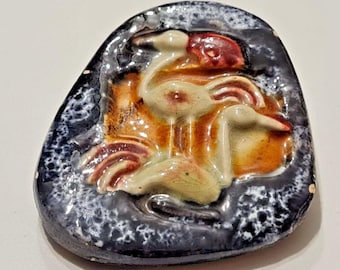 TheBidder Presents: Rare Studio Avraham Gofer Israel Ceramic Ducks Modernist Design Plaque Pin