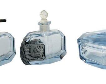 TheBidder Presents: Rare Collectible Bohemian Czech Art Deco Robert Richter Glass Toalet Vanity Set