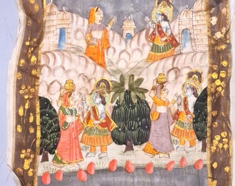 TheBidder Presents: Antique Old Indo Persian Mughal Painting Miniature Figure King Saha Court