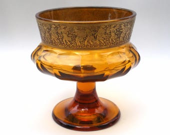 TheBidder presenta: Cuenco de cristal Moser checo Art Déco antiguo de 1920-30, Tazza Caramel Brown Warriors