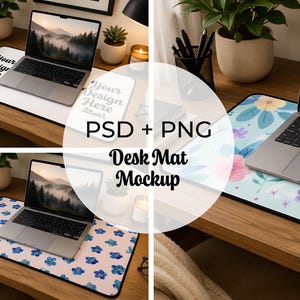 Desk Mat Mockup Bundle PSD PNG |  22" x 12" Desk Pad Mockup | Extended Mouse Pad Mockup | Large Desk Mat Mock Up | Digital Download