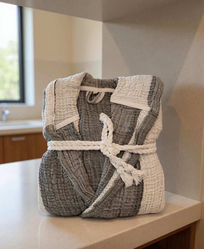 Handwoven Organic Cotton Spa Robe | Lightweight Unisex Bathrobe - Etsy