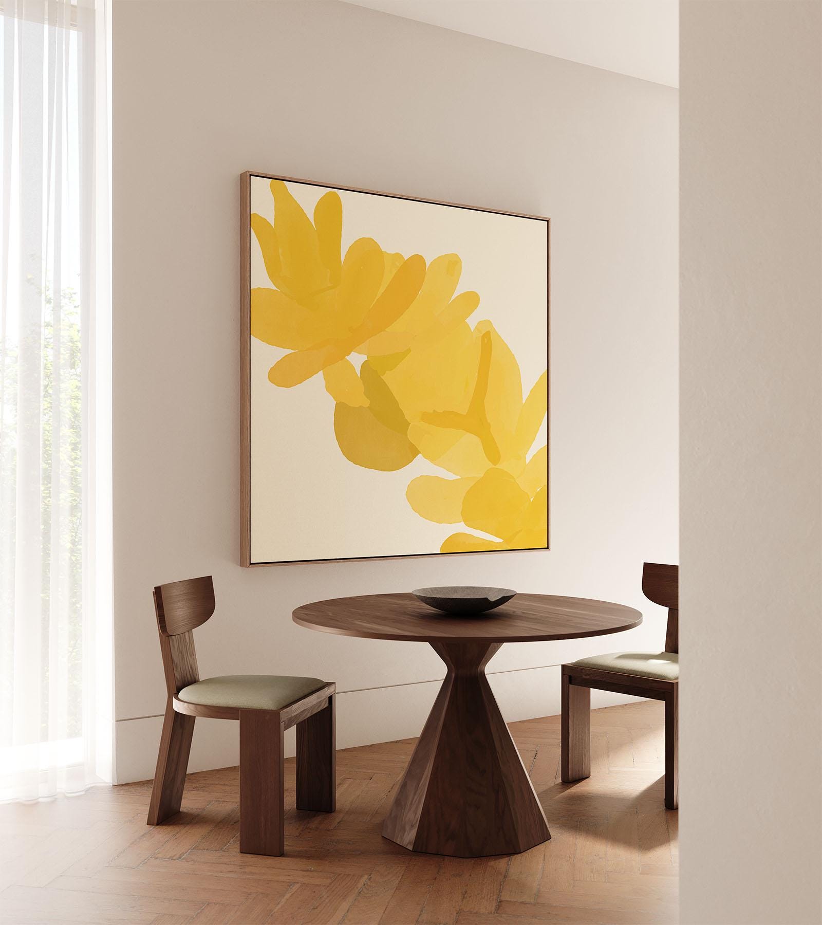Yellow Floral Wall Abstract Art, Sunlit Abstract Flower Canvas Print ...