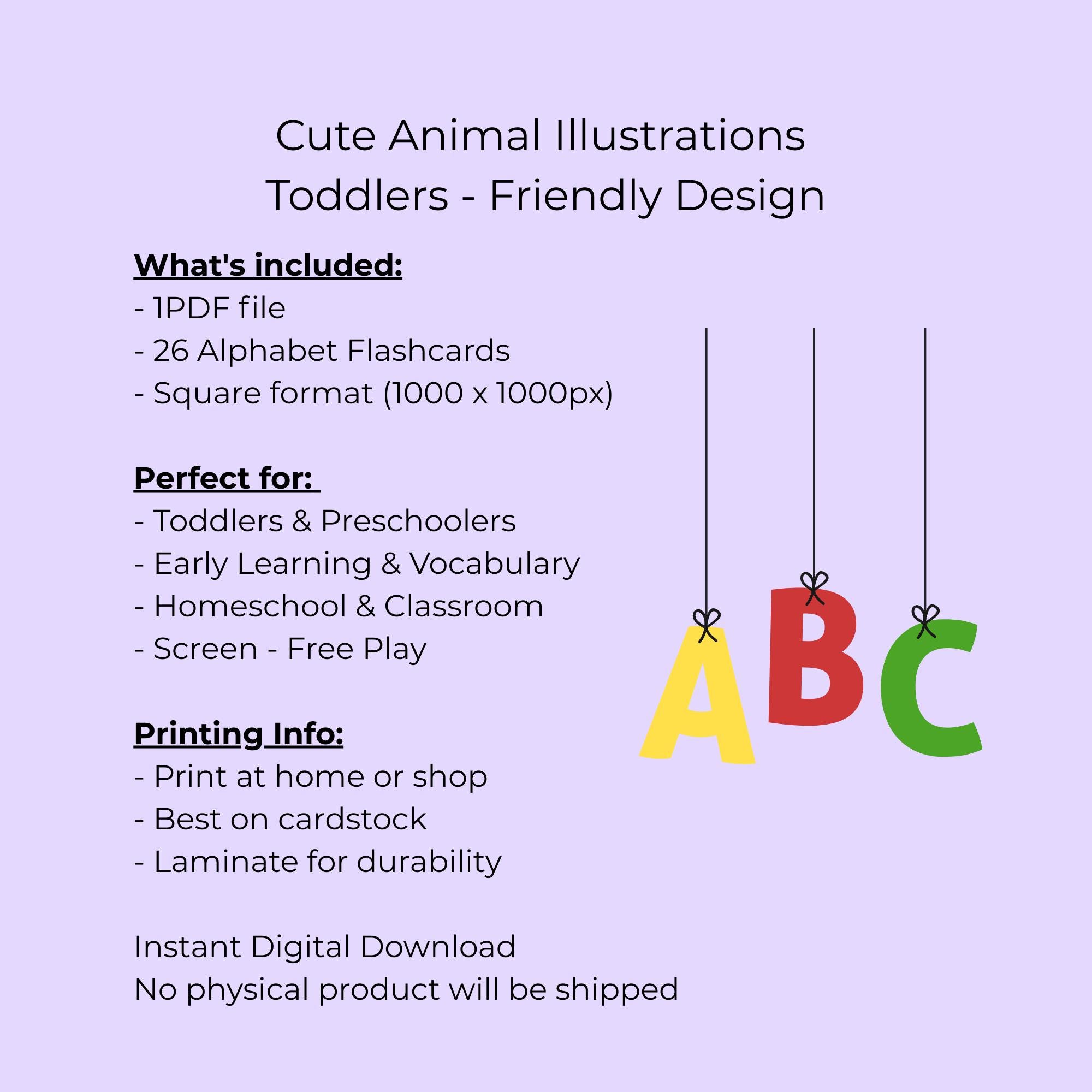 Animal Alphabet Flashcards | Printable ABC Cards for Toddlers | Kids ...