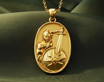 Gladiator-Anhänger aus Sterlingsilber, Krieger-Medaillon, oxidiertes Finish