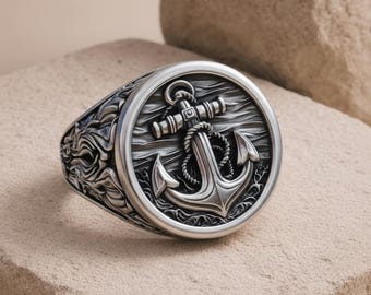 Sterling Silber Anker Ring – Nautisch maritimer Schmuck