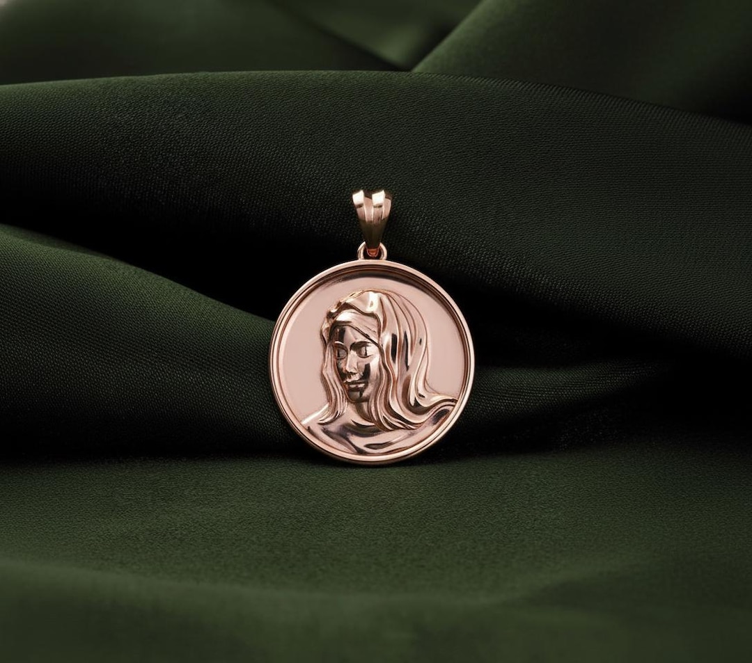 Virgin Mary Pendant Necklace, 925 Sterling Silver Madonna Medal - Etsy