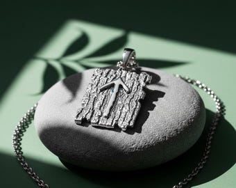 Wikinger Tiwaz Rune Halskette, 925 Sterling Silber Tyr Krieger Anhänger, Handgefertigter nordischer Rindenstein Schmuck Victory Rune Symbol heidnisches Geschenk für ihn