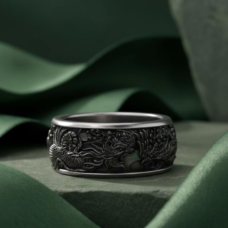 Anello Argento e Corallo - Cina Anello Argento e Corallo - Cina