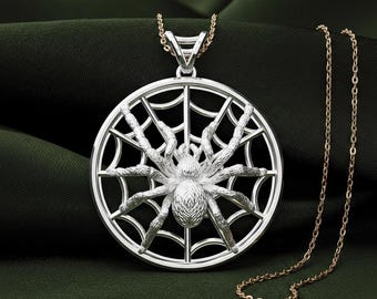 Sterling Silber Spinnennetz Halskette - Gothic Anhänger