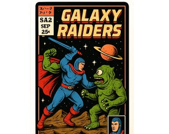 Galaxy Raiders - Aesthetic Vinyl Sticker – Waterproof Quote Decal Sticker for Laptop, Water Bottle, Car, Phone, Scrapbook