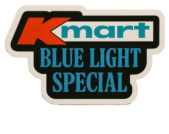 Kmart Blue Light Special- Aesthetic Vinyl Sticker – Waterproof Quote Decal Sticker for Laptop, Water Bottle, Car, Phone, Scrapbook