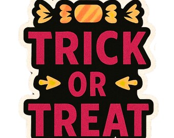 Trick Or Treat - Aesthetic Vinyl Sticker – Waterproof Quote Decal Sticker for Laptop, Water Bottle, Car, Phone, Scrapbook