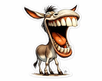 Pegatina de burro riendo - Vinilo impermeable