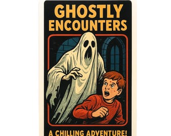 Ghostly Encounters A Chilling Adventure! - Aesthetic Vinyl Sticker – Waterproof Quote Decal Sticker for Laptop, Water Bottle, Car, Phone