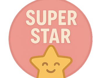 Super Star - Aesthetic Vinyl Sticker – Waterproof Quote Decal Sticker for Laptop, Water Bottle, Car, Phone, Scrapbook