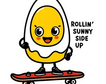 Rollin Sunny Side Up - Aesthetic Vinyl Sticker – Waterproof Quote Decal Sticker for Laptop, Water Bottle, Car, Phone