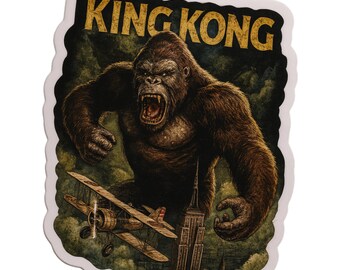 King Kong - Aesthetic Vinyl Sticker – Waterproof Quote Decal Sticker for Laptop, Water Bottle, Car, Phone, Scrapbook