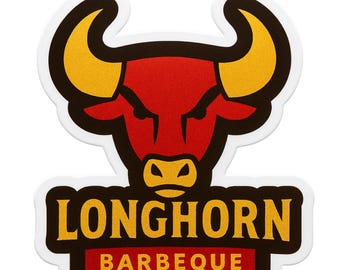 Longhorn Barbeque - Aesthetic Vinyl Sticker – Waterproof Quote Decal Sticker for Laptop, Water Bottle, Car, Phone, Scrapbook