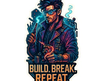 Build.Break.Repeat. - Aesthetic Vinyl Sticker – Waterproof Quote Decal Sticker for Laptop, Water Bottle, Car, Phone, Scrapbook