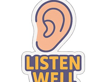 Escucha bien: pegatina de vinilo estética – Adhesivo impermeable con cita para portátil, botella de agua, coche, teléfono, álbum de recortes.