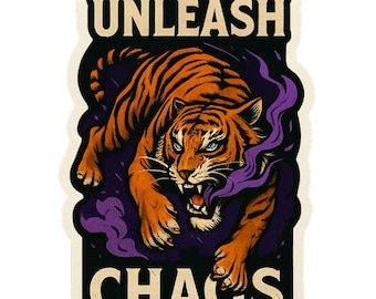 Unleash Chaos - Aesthetic Vinyl Sticker – Waterproof Quote Decal Sticker for Laptop, Water Bottle, Car, Phone, Scrapbook