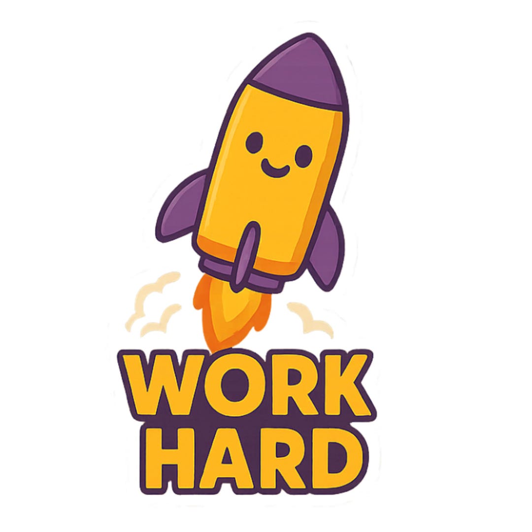 Work Hard! - Aesthetic Vinyl Sticker – Waterproof Quote Decal Sticker ...