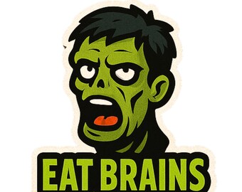 Eat Brains - Aesthetic Vinyl Sticker – Waterproof Quote Decal Sticker for Laptop, Water Bottle, Car, Phone, Scrapbook