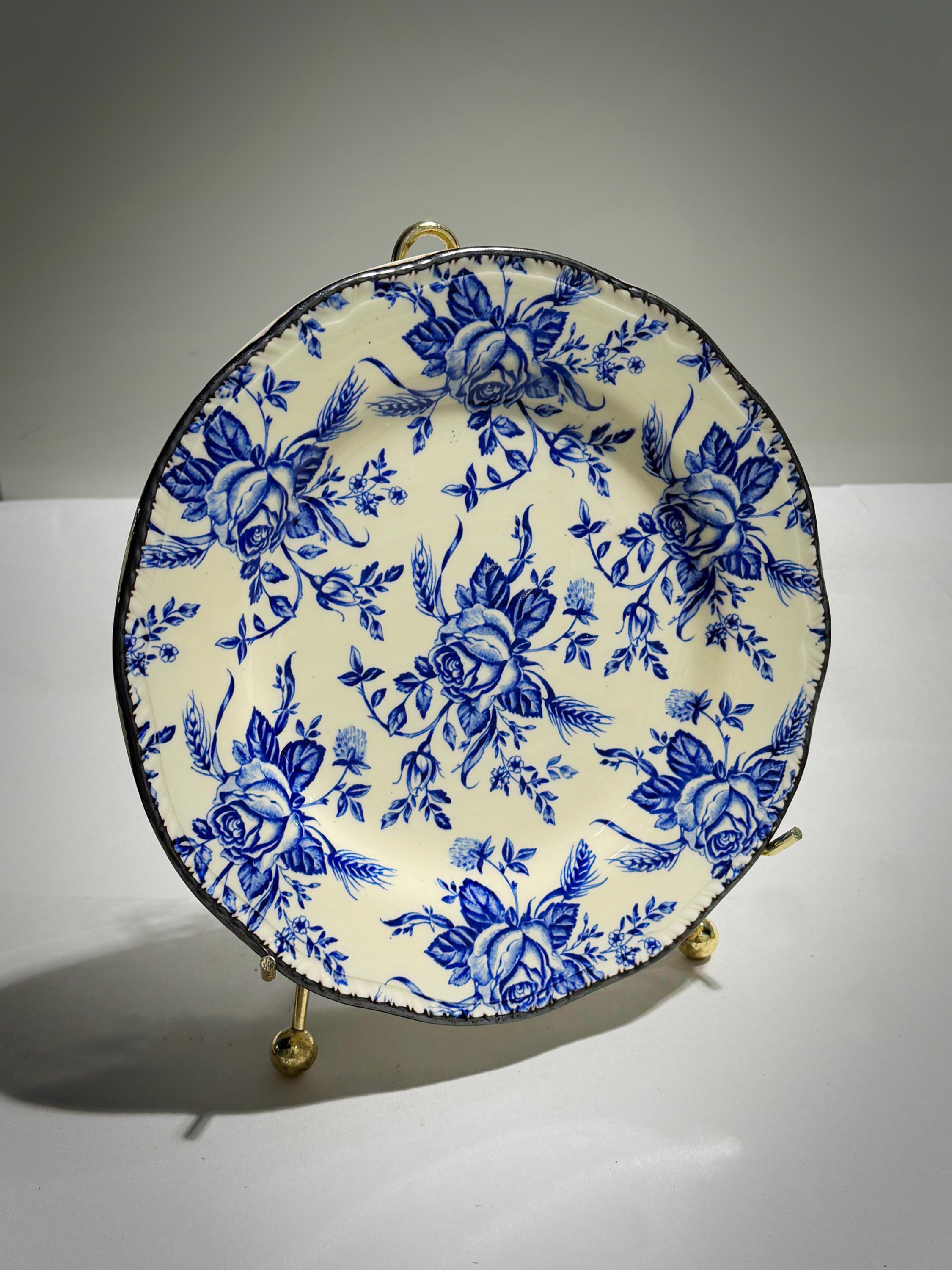 Staffordshire Rose Blue Plates - Etsy