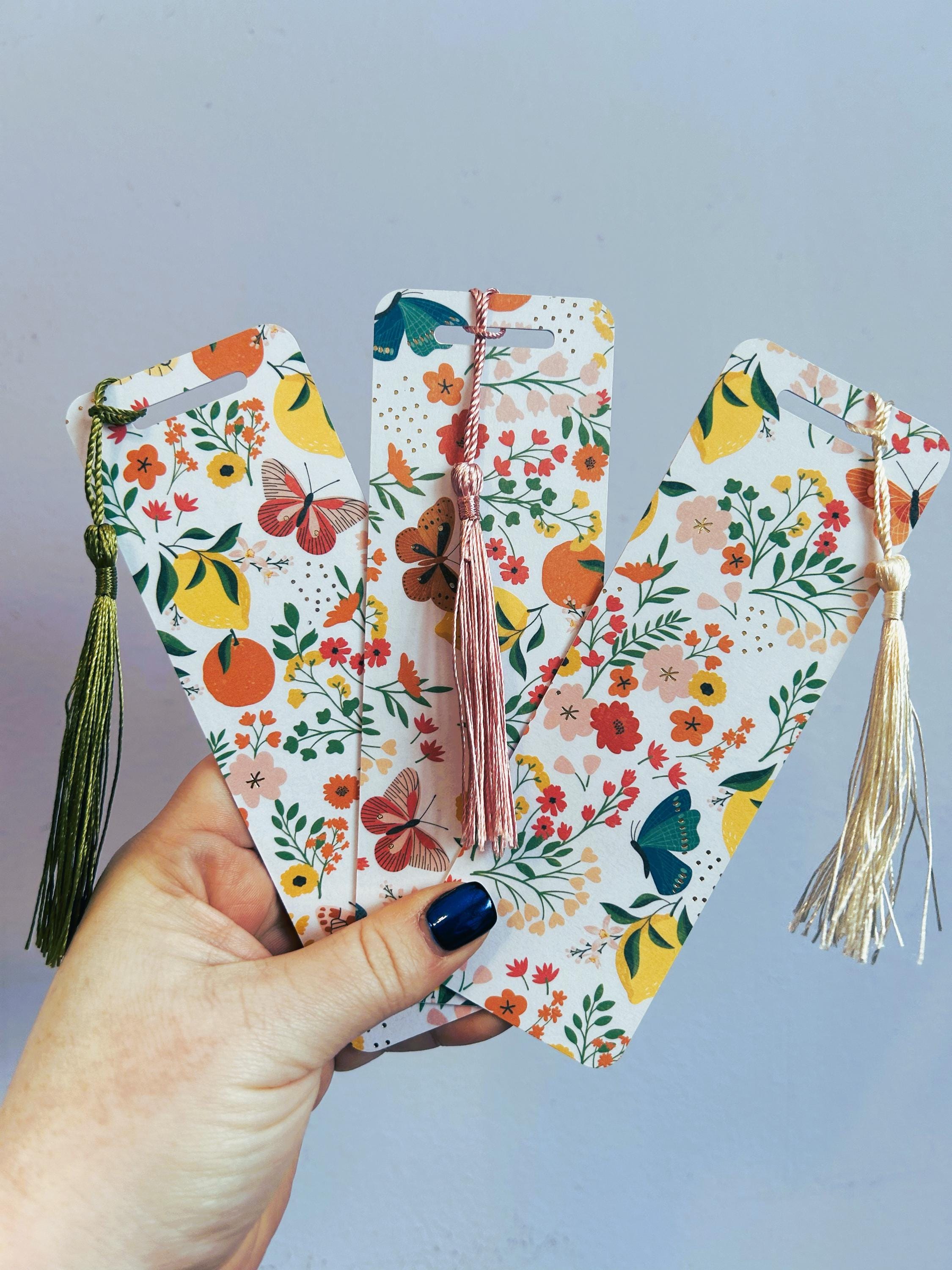 Floral Lemon Bookmark | Handmade Laminated Foil Cardstock With Tassel ...